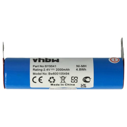 VHBW Elektrischer Raspel Akku SY9541 - 2000 mAh 2,4 V NiMH