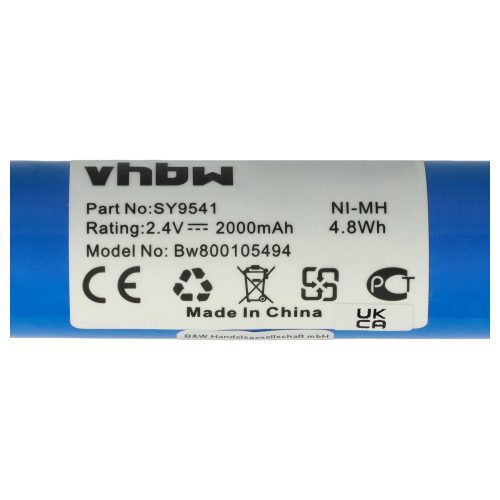 VHBW Elektrischer Raspel Akku SY9541 - 2000 mAh 2,4 V NiMH