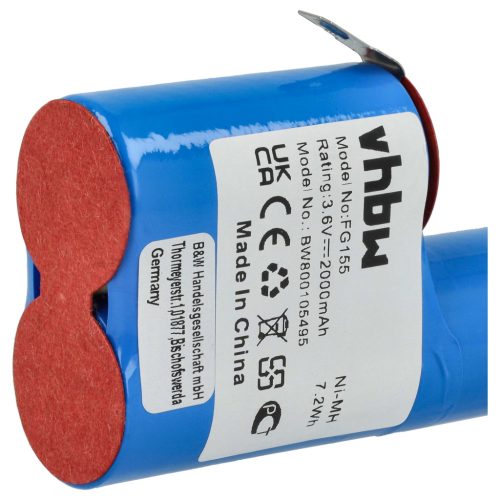VHBW Elektrischer Raspel Akku BF11957 - 2000 mAh 3,6 V NiMH