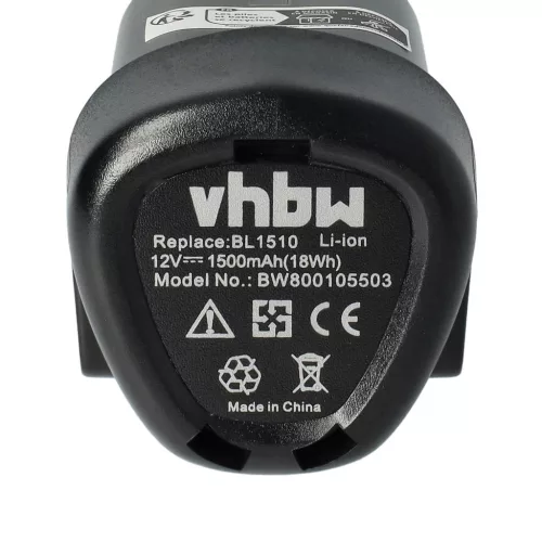 VHBW Akku Black & Decker BL1310, BL1110, LB12, LBXR12 - 1500 mAh, 12V, Li-Ion
