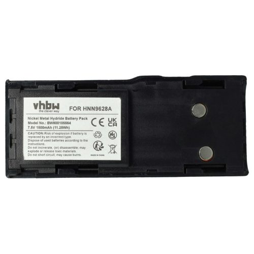 VHBW Motorola HNN8133C, HNN9628A, HNN8308A, HNN9628 Funkakku - 1500 mAh 7,5 V NiMH + Gürtelclip