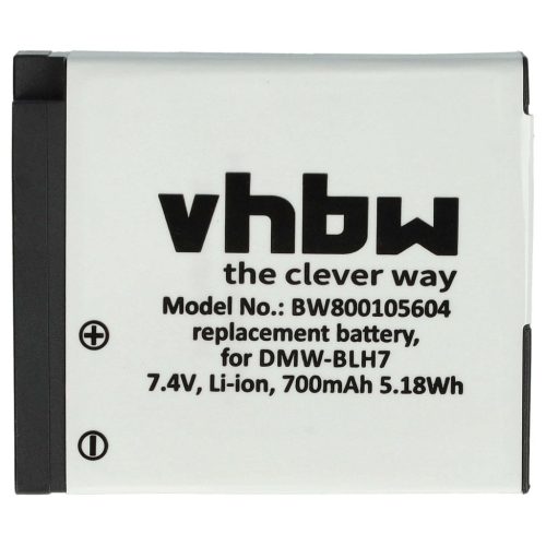 VHBW Panasonic DMW-BLH7E, DMW-BLH7, DMW-BLH7PP Akku - 600 mAh, 7,2 V, Li-Ion mit Informationschip