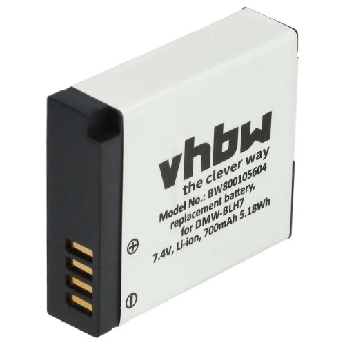 VHBW Panasonic DMW-BLH7E, DMW-BLH7, DMW-BLH7PP Akku - 600 mAh, 7,2 V, Li-Ion mit Informationschip