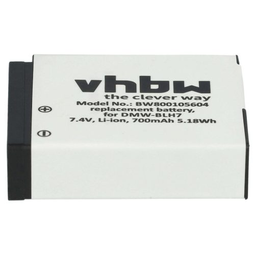 VHBW Panasonic DMW-BLH7E, DMW-BLH7, DMW-BLH7PP Akku - 600 mAh, 7,2 V, Li-Ion mit Informationschip