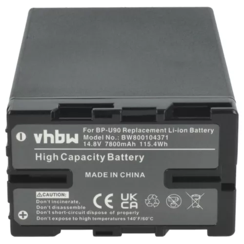 VHBW Videokamera Akku BP-U90, BP-U60, BP-U30, BP-U95 - 7800 mAh 14,8 V Li-Ion