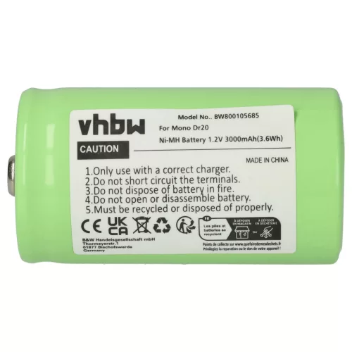 VHBW Radio Akku HR20, D, LR20, KR20, R20, Mono - 3000 mAh 1,2 V NiMH