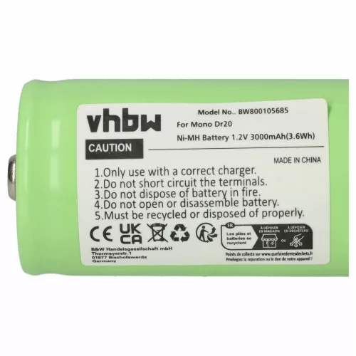 VHBW Radio Akku HR20, D, LR20, KR20, R20, Mono - 3000 mAh 1,2 V NiMH