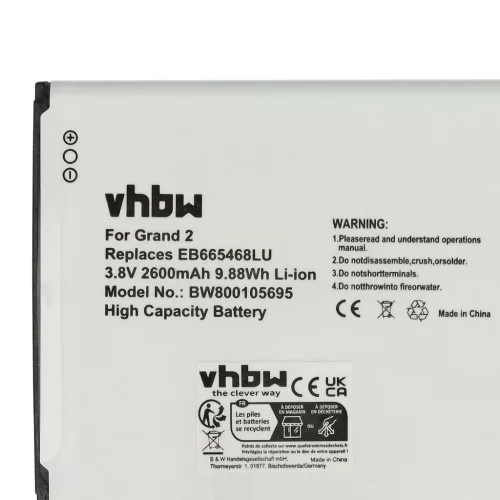 VHBW Mobile Phone Battery Samsung EB665468LU, EB-B220AC - 2600 mAh 3.8 V Li-Ion