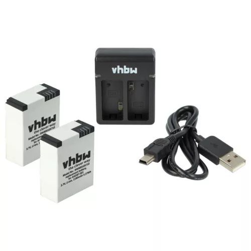 VHBW Charger and Battery for GoPro Hero 3 Black Edition, CHDHN-301, CHDHX-301 - 1180 mAh 3.7 V Li-polymer
