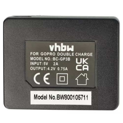 VHBW Charger and Battery for GoPro Hero 3 Black Edition, CHDHN-301, CHDHX-301 - 1180 mAh 3.7 V Li-polymer