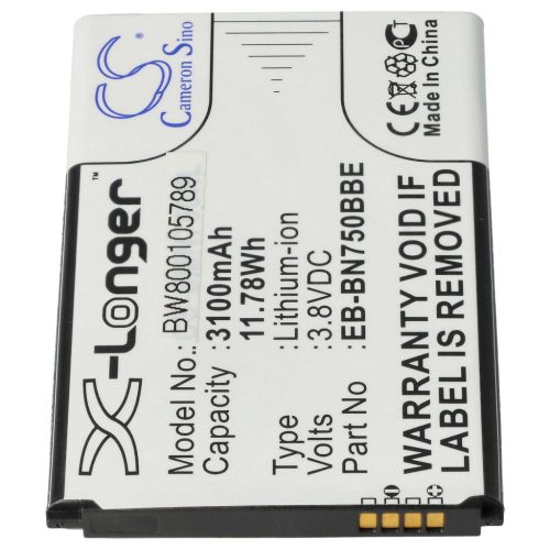 VHBW Tablet Akku Samsung EB-BN750BBE, EB-BN750BBC - 3100 mAh 3,8 V Li-Ion