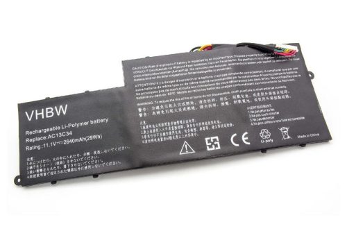 VHBW Notebook-Akku Acer 31CP5/60/80, 3ICP5/60/80 - 2640 mAh 11,4 V Li-Polymer, schwarz