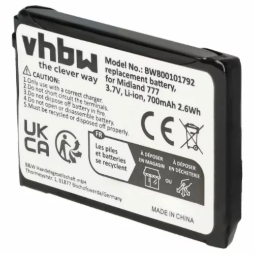VHBW Radio Akku Alan FB-777 - 700 mAh 3,7 V Li-Ion
