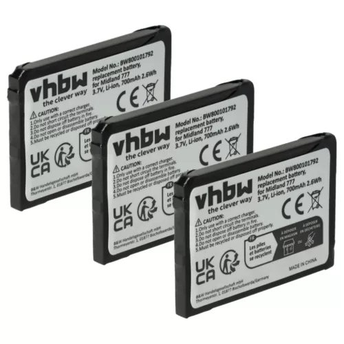 VHBW Radio Battery Alan FB-777 - 700 mAh 3.7 V Li-Ion