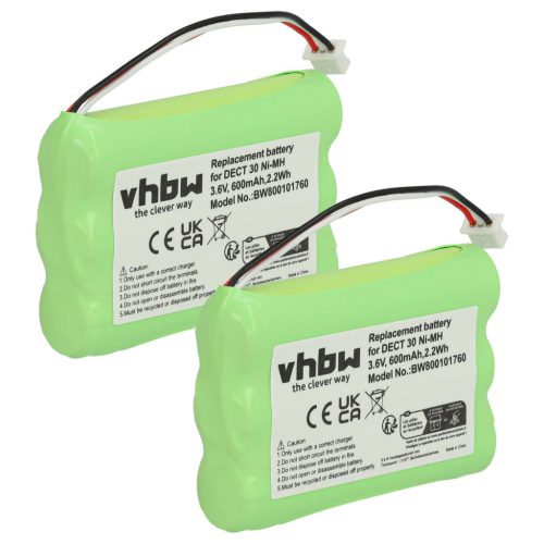 VHBW Vezetékes telefon akkumulátor Agfeo 23NO09TT30, 84743411, AH-AAA600F - 600 mAh 3,6 V NiMH