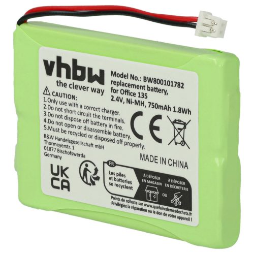 VHBW Battery Ascom 20328196BD, 2010 - 750 mAh 2.4 V NiMH