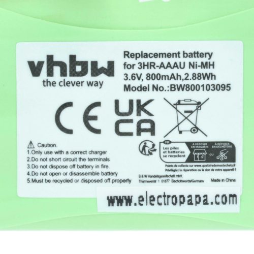 VHBW Vezetékes telefon akkumulátor 3HR-AAAU - 800 mAh 3,6 V NiMH