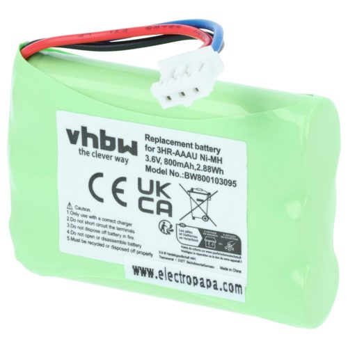 VHBW Vezetékes telefon akkumulátor 3HR-AAAU - 800 mAh 3,6 V NiMH