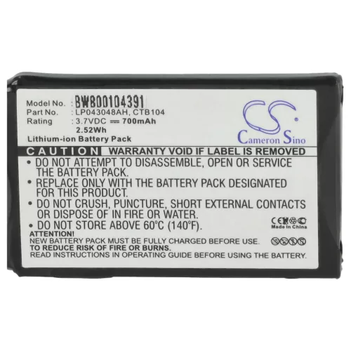VHBW Battery 253230694, LP043048AH, CTB104 - 700 mAh 3.7 V Li-Ion
