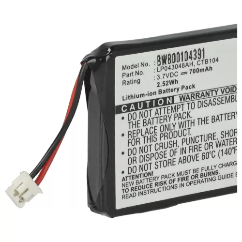 VHBW Battery 253230694, LP043048AH, CTB104 - 700 mAh 3.7 V Li-Ion