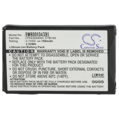 VHBW Battery 253230694, LP043048AH, CTB104 - 700 mAh 3.7 V Li-Ion