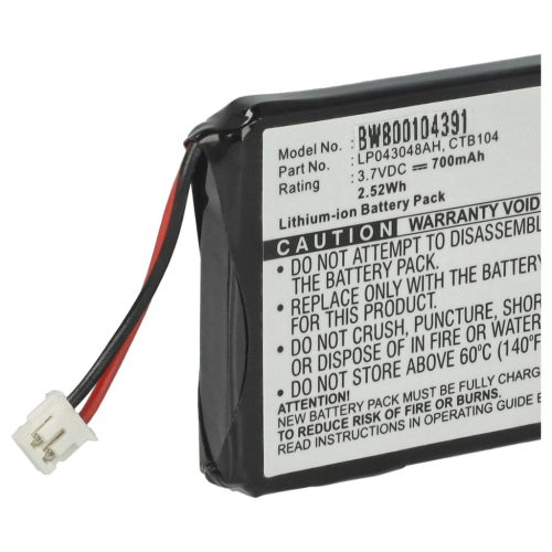 VHBW Battery 253230694, LP043048AH, CTB104 - 700 mAh 3.7 V Li-Ion