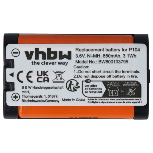 VHBW Wired Phone Battery 23-968, 43-9024, 43-9025, 43-9026 - 850 mAh 3.6 V NiMH