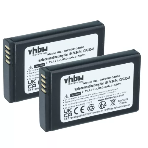 VHBW Battery for Agfeo wired phone 84743424, 84743428 - 950 mAh 3.7 V Li-Ion