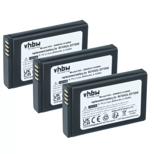 VHBW Akku Agfeo / Spectralink 84743424, 84743428 - 950 mAh 3,7 V Li-Ion