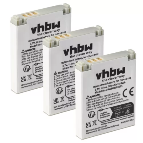 VHBW Battery Panasonic CGA-LB102 - 700 mAh 3.7 V Li-Ion