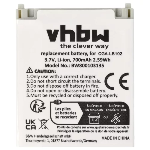VHBW Battery Panasonic CGA-LB102 - 700 mAh 3.7 V Li-Ion