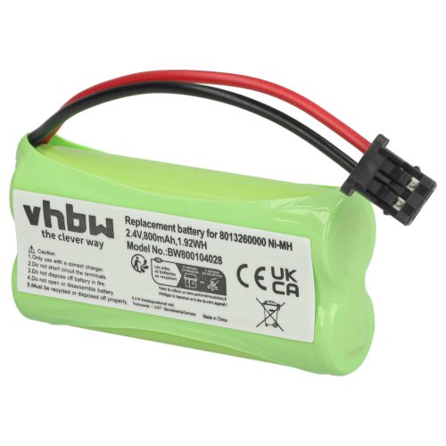 VHBW Akkumulátor 2SNAAA55HSJ1, 2SN-AAA55H-S-J1 - 800 mAh 2,4 V NiMH