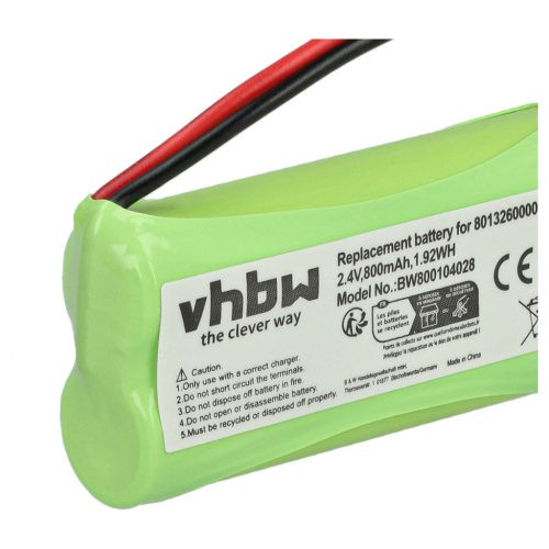 VHBW Akkumulátor 2SNAAA55HSJ1, 2SN-AAA55H-S-J1 - 800 mAh 2,4 V NiMH