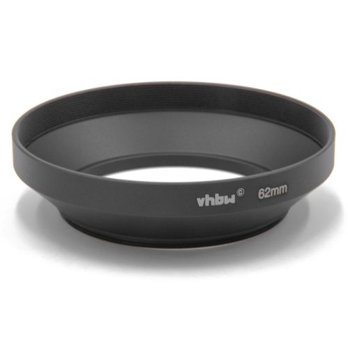 VHBW 62 mm Lens Hood - Wide Angle Lens Shade, Black, Round