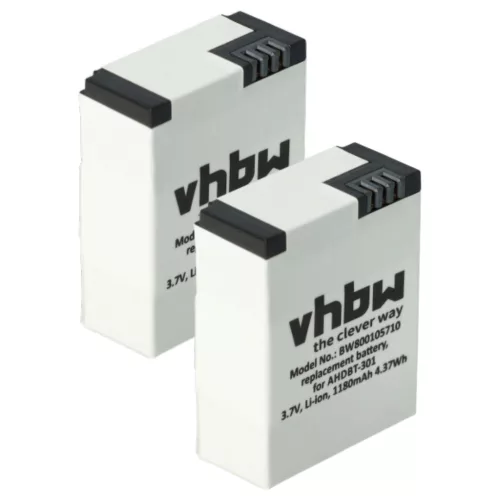 VHBW Video Camera Battery 1ICP7/26/33-2, 601-00724-00ACHDHN-301 - 1180 mAh 3.7 V Li-polymer