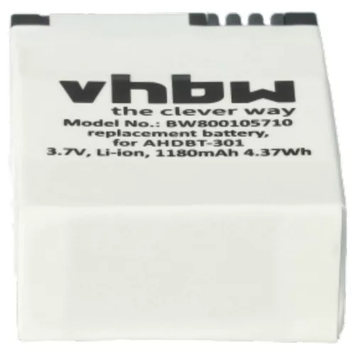 VHBW Video Camera Battery 1ICP7/26/33-2, 601-00724-00ACHDHN-301 - 1180 mAh 3.7 V Li-polymer