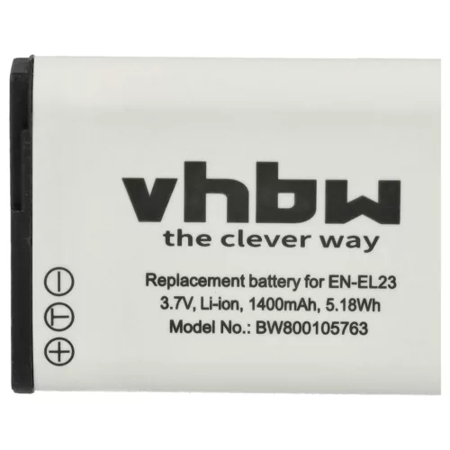 VHBW Camera Battery EN-EL23 - 1400 mAh 3.8 V Li-Ion