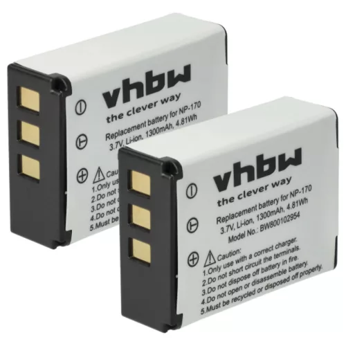 VHBW Video Camera Battery Aiptek CB170, CB-170, 084-07042L-062 - 1300 mAh 3.7 V Li-Ion