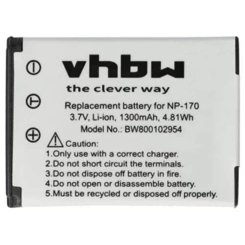 VHBW Video Camera Battery Aiptek CB170, CB-170, 084-07042L-062 - 1300 mAh 3.7 V Li-Ion