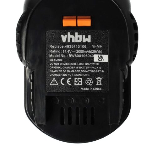VHBW Electric Hand Tool Battery for AEG/BOSCH Drill and Screwdriver - 14.4V, NiMH, 2000mAh