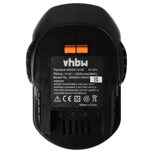 VHBW Electric Hand Tool Battery for AEG/BOSCH Drill and Screwdriver - 14.4V, NiMH, 2000mAh