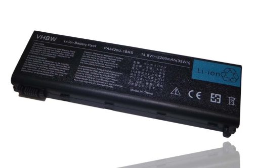 Notebook akkumulátor  Toshiba PA3420U-1BAS, PA3420U-1BAC - 2200 mAh 14,4 V Li-Ion, fekete