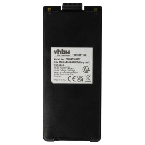VHBW Radio Akku BP-195, BP-196H, BP-196, BP-196R - 1800 mAh 9,6 V NiMH