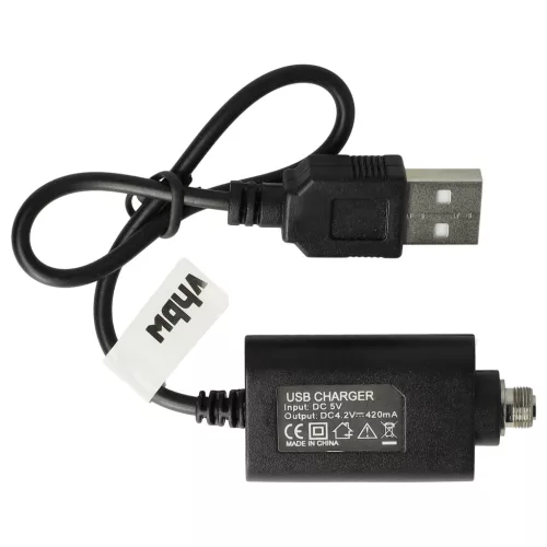 VHBW USB Charger for E-Cigarettes and other devices with threaded closure - 25 cm