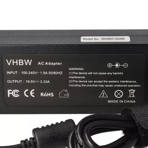 VHBW Power Adapter HP 677770-003, 67770-002, 613149-003, 613149-001 for HP Notebook - 17.5 cm, 65 W