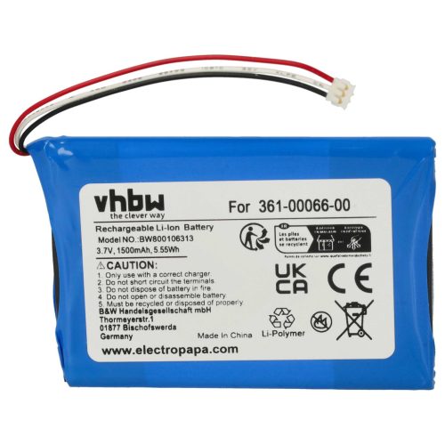 VHBW GPS Akku Garmin 361-00066-00, 361-00066-10 - 1500 mAh 3,7 V Li-Ion