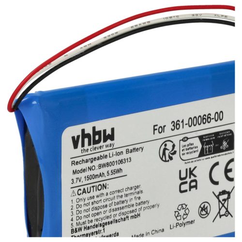 VHBW GPS Akku Garmin 361-00066-00, 361-00066-10 - 1500 mAh 3,7 V Li-Ion