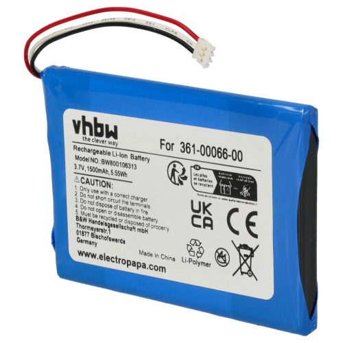 VHBW GPS Akku Garmin 361-00066-00, 361-00066-10 - 1500 mAh 3,7 V Li-Ion