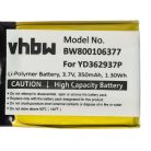 VHBW GoPro YD362937P Távirányító Elem - 350 mAh 3,7 V Li-polimer