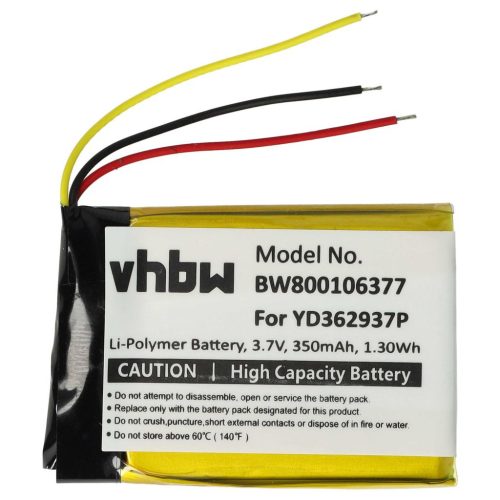VHBW GoPro YD362937P Távirányító Elem - 350 mAh 3,7 V Li-polimer